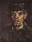 Vincent Van Gogh Head of a Young Peasant in a Peaken Cap (nn04) oil painting on canvas